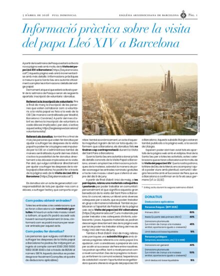 Suplemento monográfico sobre la visita del papa León XIV en Barcelona