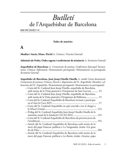 Índice de materias de los BAB de 2025