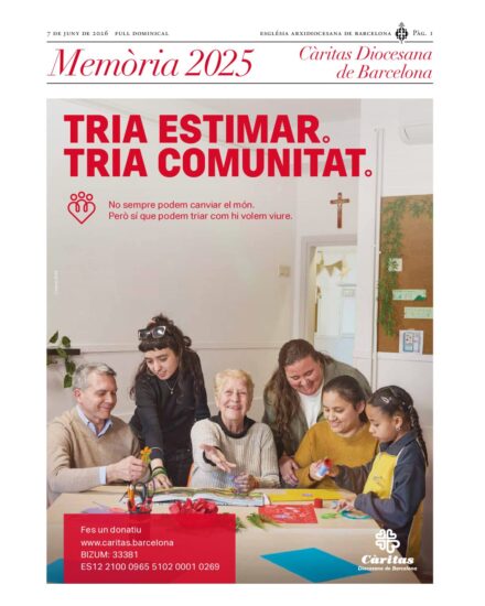 Suplemento monográfico sobre la Memoria 2025 de Cáritas Diocesana de Barcelona