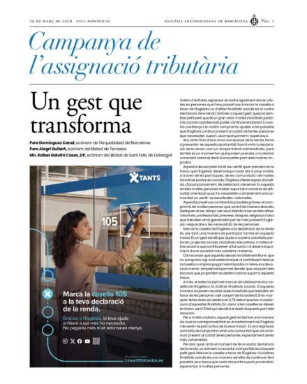 Suplement monogràfic sobre l’Assignació Tributària 2026