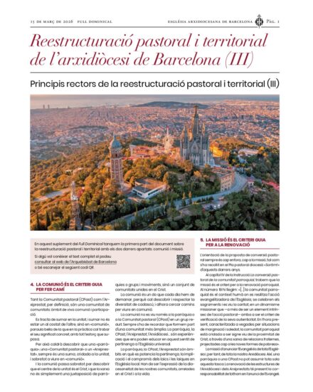 Suplement monogràfic sobre la reestructuració pastoral i territorial (3)